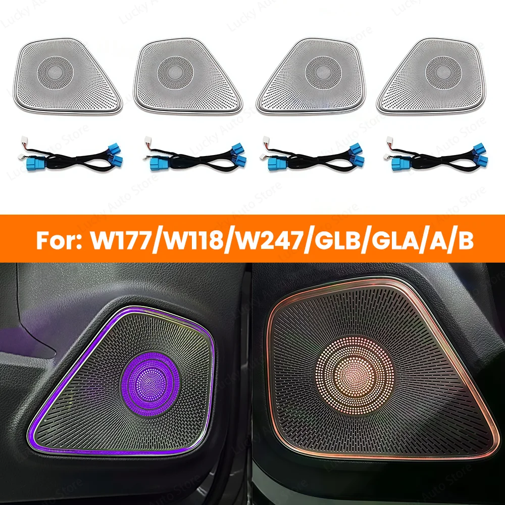 

LED Speaker Decorative Cover 64 Colour Ambient Light For Mercedes Benz W177 W118 W247 GLB GLA CLA A B Class Car Door Audio Meta