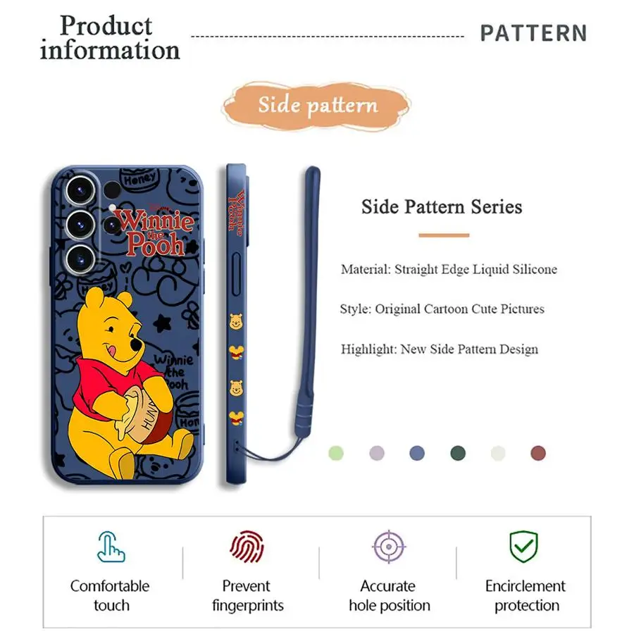 Funda de teléfono de Winnie de Disney The Pooh para Samsung Galaxy S24 Ultra S20 FE S22 S23 Ultra 5G S21 Plus S22 funda de lujo de silicona