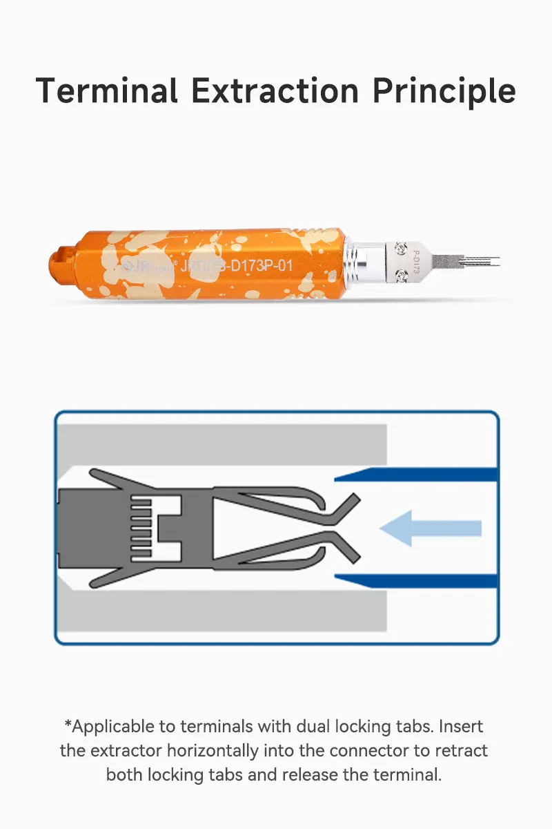 � ​ JRready JRDDS-D173P-01 Doppelpoliger Kabelendentferner ​ Für 5557/5559 4,2-mm-Pitch-Steckverbinder & 5556/5558 Anschlüsse – Detail 1