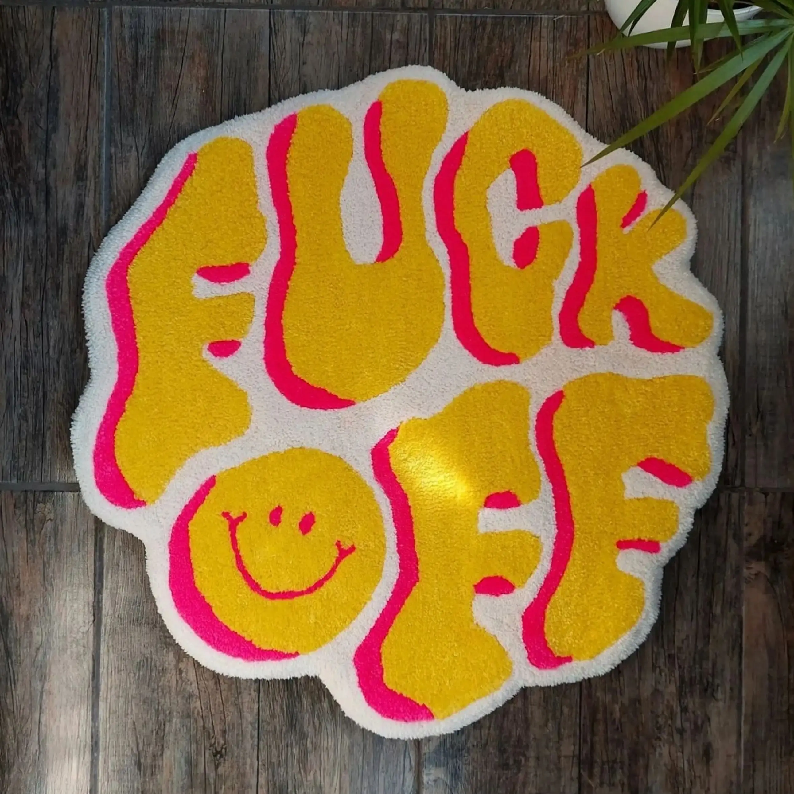 Yellow Cool Text Cartoon Animals Decorative Rug Digital Printing Technology Simple Housewarming Gift Handmade Non-Slip Carpet