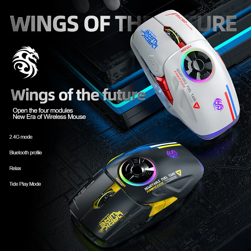 

2024 NEW AULA H530 Newest Wireless Mouse Four-Mode Decompress Charging Gyro Mouse Rotating Esports Gaming RGB Mouse