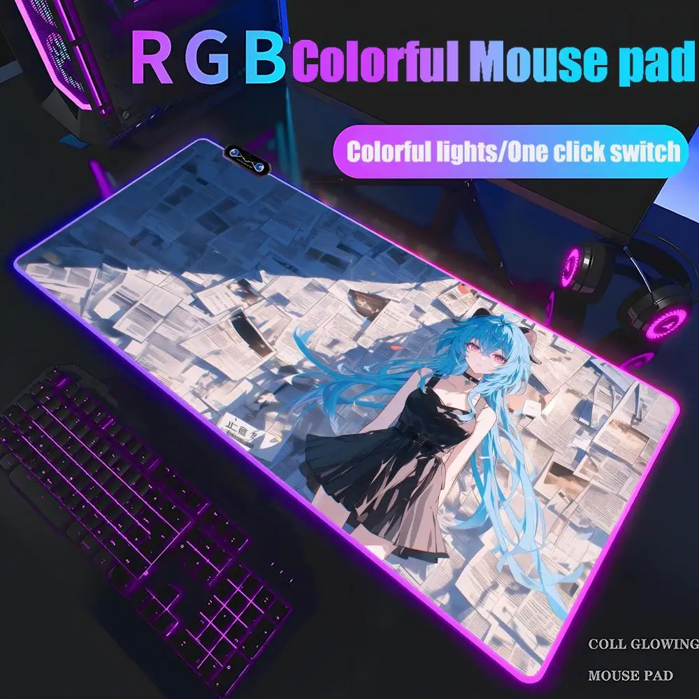 Cyberpunk style Mouse Pad Tablet RGB mouse Pad Laptop xl desktop mouse cute HD Rainbow Gaming keyboard pad, csgo Player, 90x40