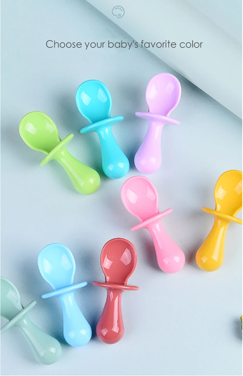 Safe and non-toxic food grade Baby Spoon And Fork  Heat-resistant Ease To Clean Silicone Baby Training Spoon