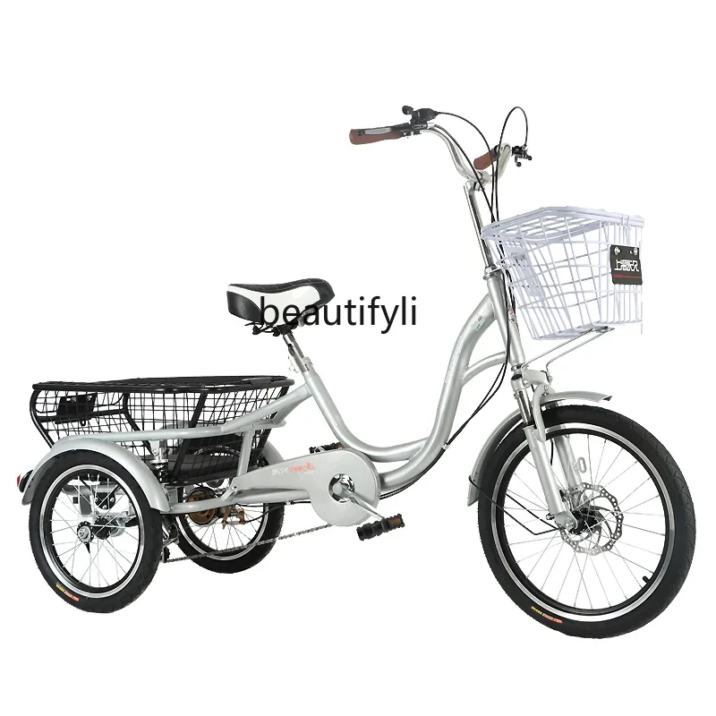 Tri-Wheel Bike Human Tricycle Elderly Pedal Elderly Bicycle Lightweight Small Adult Adult