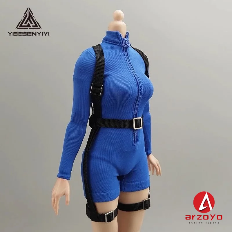 DG065 1/6 High Neck Long Sleeves Jumpsuit Shorts Sexy Tights Clothes Model Fit 12'' BJD Female Soldier Action Figure Body