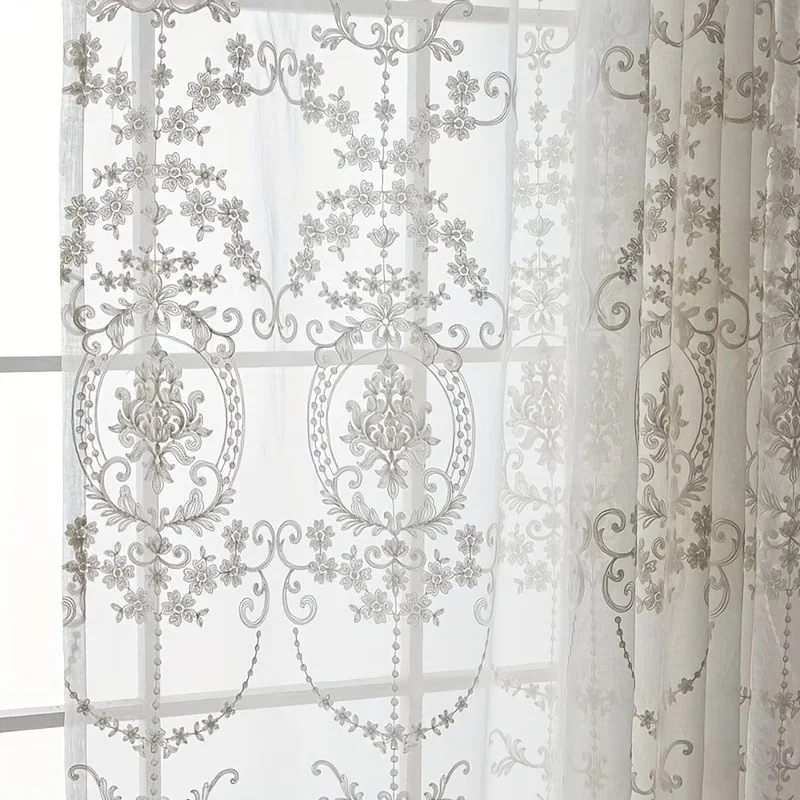 1pc Elegant Draped Window Curtain,white color,Top Hole Sun Protection Insulation, Suitable for Living Room Bedroom Balcony Study