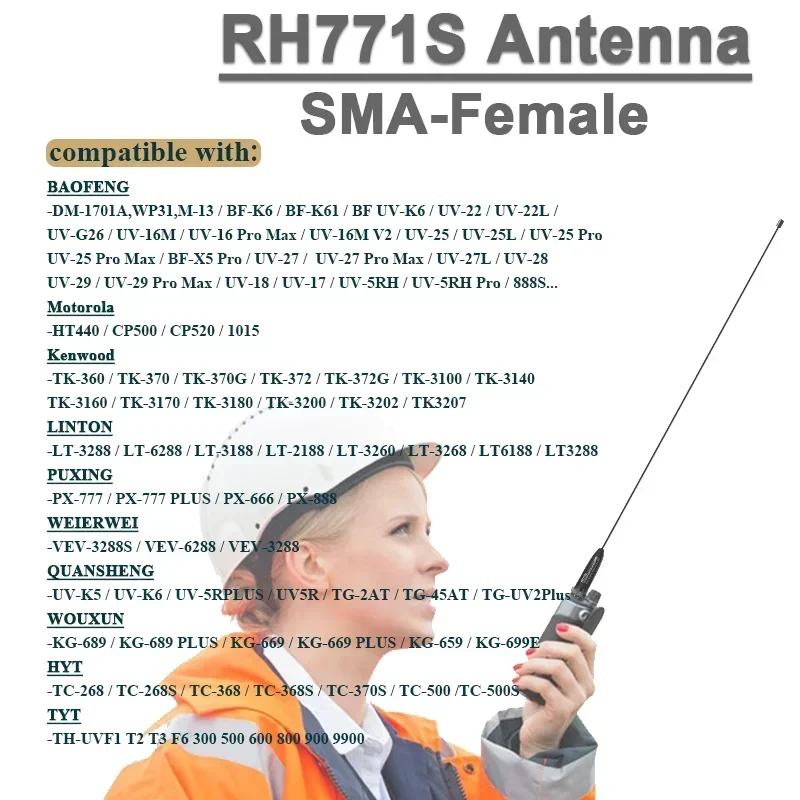 RH771S SMA-Female Ultrafine Antenna Long Range 144/430Mhz For Baofeng UV-82 UV 5R Quansheng UV-K5 UV-K6 Walkie Talkie Accessory