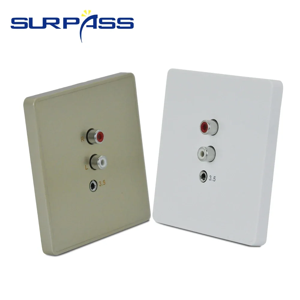 86 Type Audio Wall Plate RCA 3.5mm AUX Audio Panel Wall Mount Pa Sound System Multimedia Panel Socket Suitable for Home Office