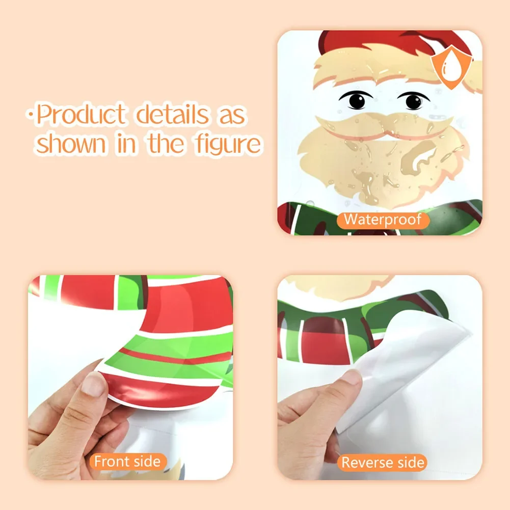 Christmas Toilet Stickers Cartoon Santa Claus Toilet Stickers Christmas Theme Creative Design Easy To Clean Christmas