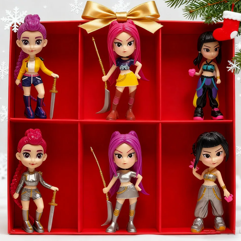 Kpop diabo caçador anime figuras pvc modelo de mesa bonito menina figuras de ação brinquedos para presente coletar figura boneca crianças presentes de natal