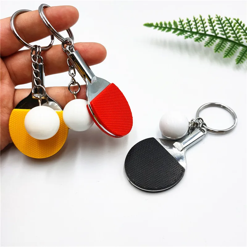 Cute Ping Pong Racket Pendants Keychain Souvenir Table Tennis Ball Keyrings Ball Sports Fans Key Ring Gift Ornament Accessories