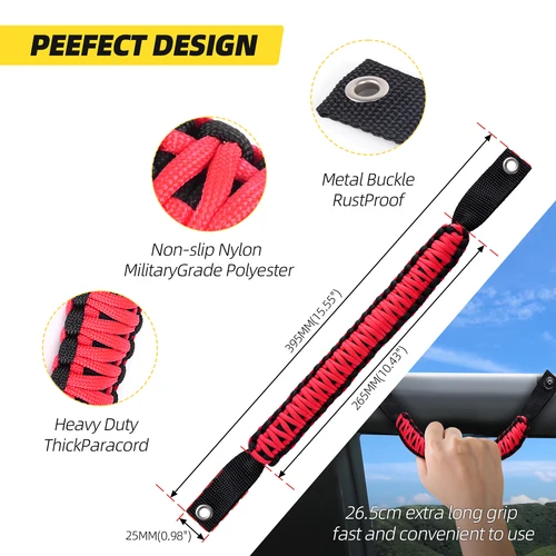 Imagen 2 del producto RASTP-manija de techo de coche, manija de agarre de cuerda, Hardware de nailon 800D para Ford Bronco, reposabrazos superiores antideslizantes para puerta trasera BAG107