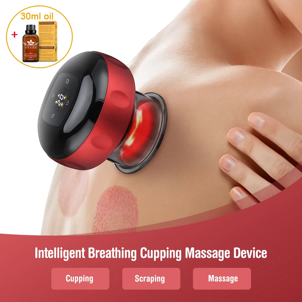 Intelligent Body Scraping Massager Vacuum Cupping Device Heating Negative Pressure Vacuum Suction Cup for Back Neck Arm Massager