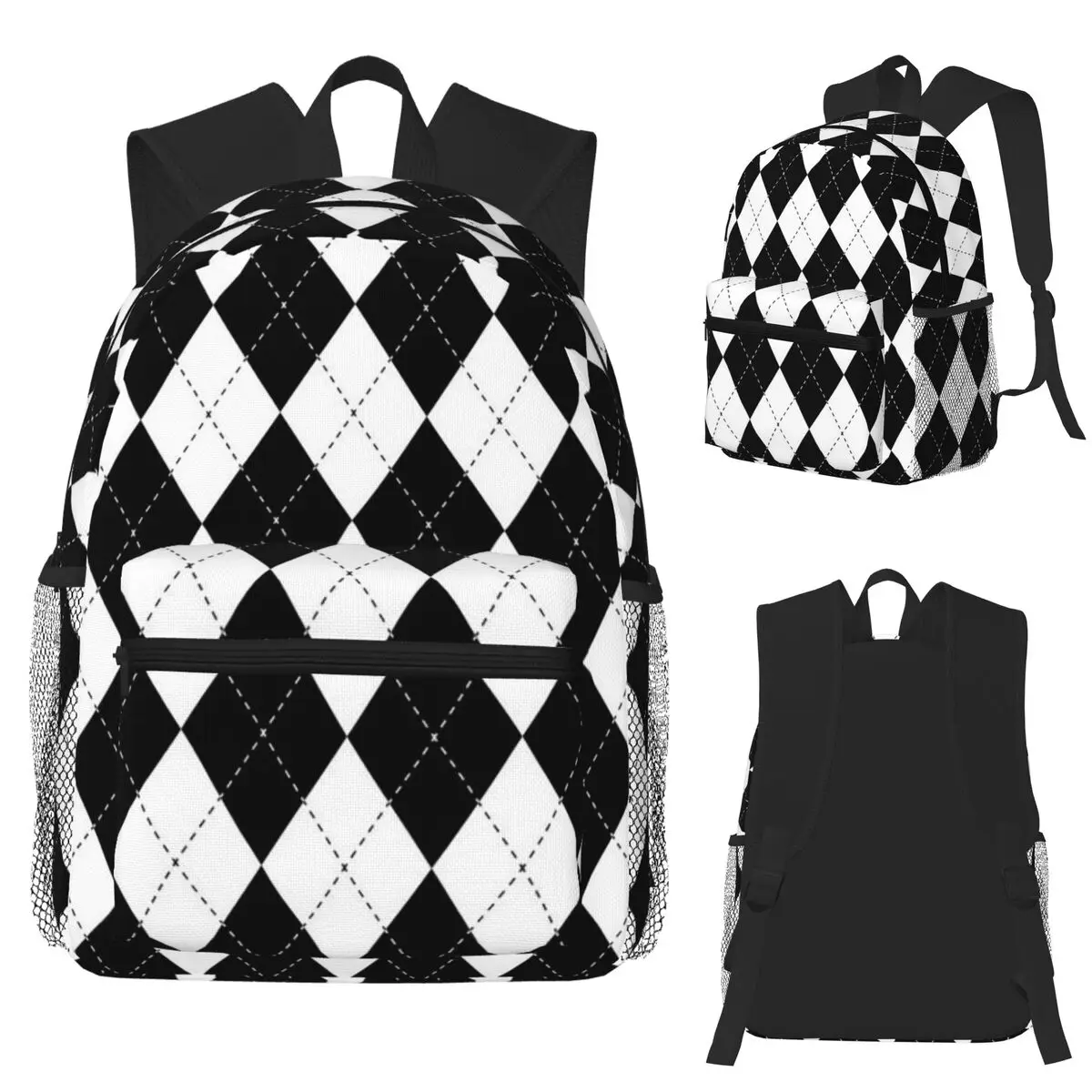 Diamond Shaped Geometric Pattern (5) Student Backpack School Bag Hiking Travel Daypack for Boys Girls Bookbag Shoulder Bags