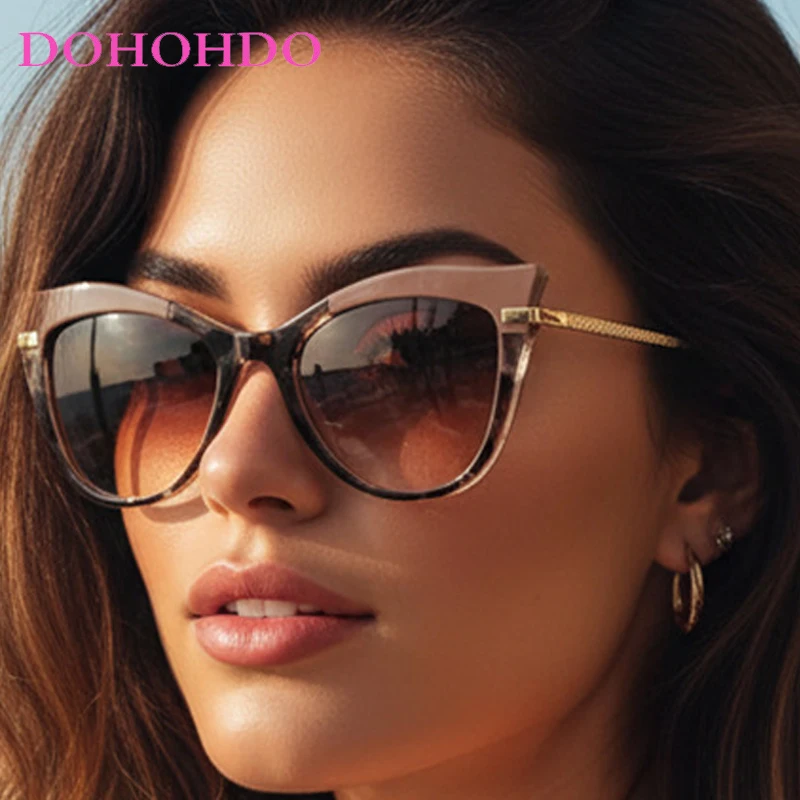 

Trendy Brand Designer Cat Eye Metal Sunglasses Women Vintage Sunglass Men Outdoor Summer Traveling Female Eyeglasses UV400 Очки