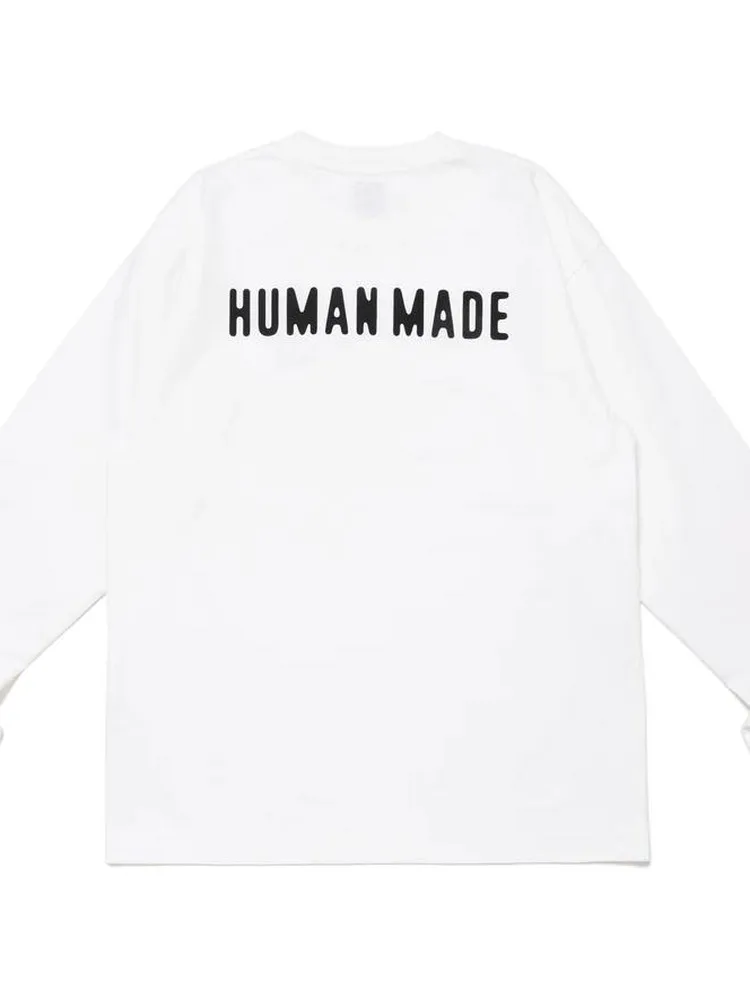 HUMAN MADE Letter Print Ribbed Long Sleeve T Shirt FW26 Unisex Cotton Japanese
