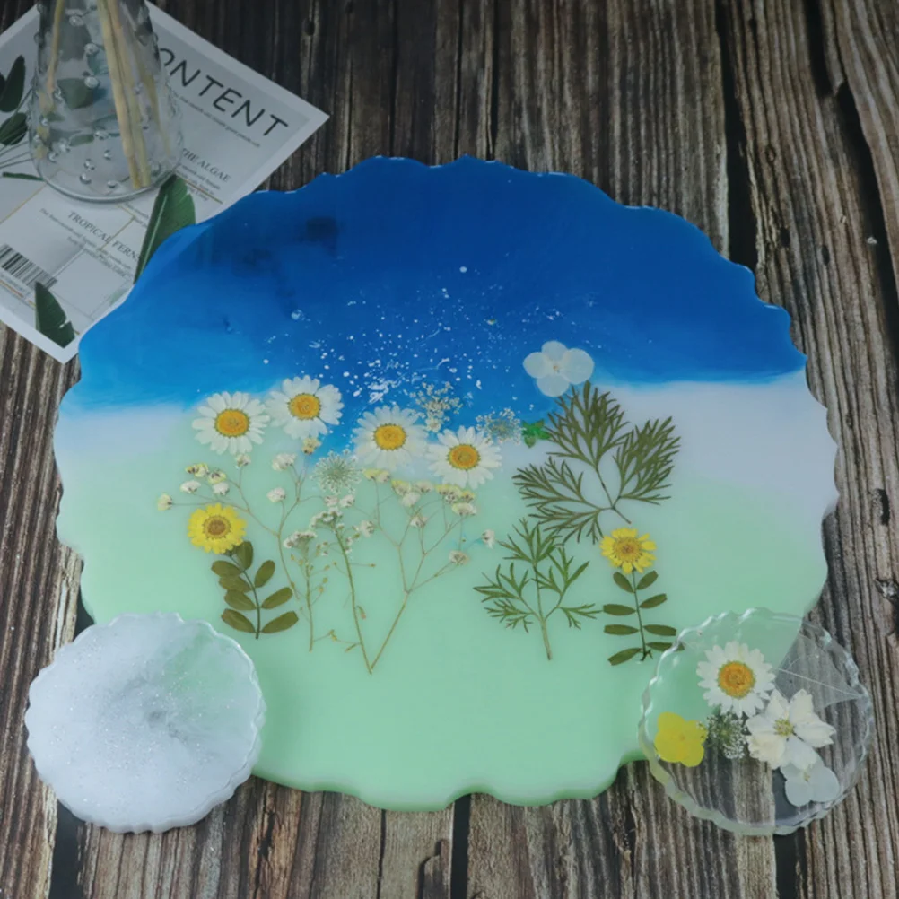 

2 Pcs Crystal Epoxy Silicone Mold Round Tray Making Tool Resin Storage Non Stick Gift for Family Friends