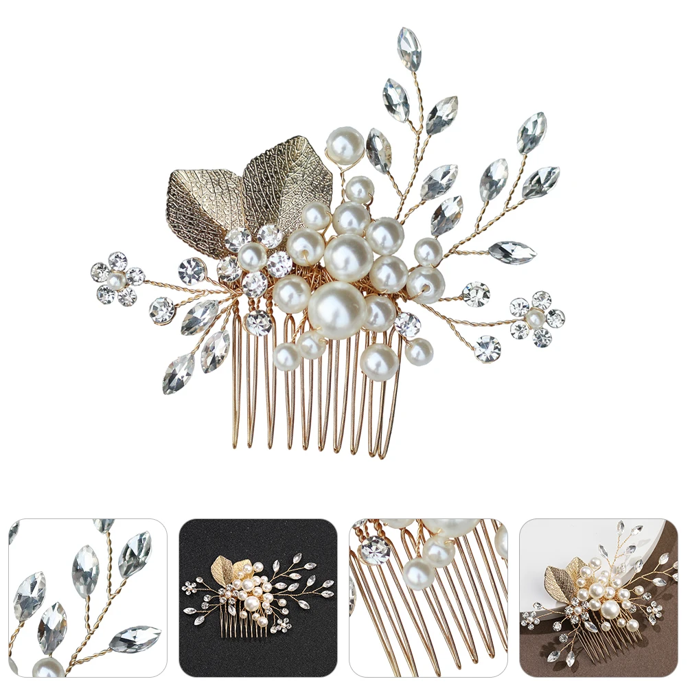 

Rhinestone Hair Combs Women Bridal Wedding Accessories Zinc Alloy Crystals Pearls Elegant Hairpins Bride Party Hairstyles Water