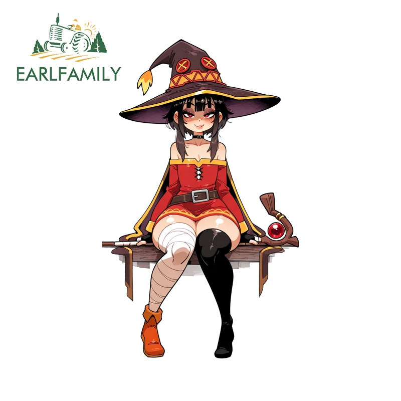 EARLFAMILY Darkening Megumin Car Stickers Popular Anime Vehicle Decal Simple Sunscreen Waterproof Fishing Tackle Box Decor