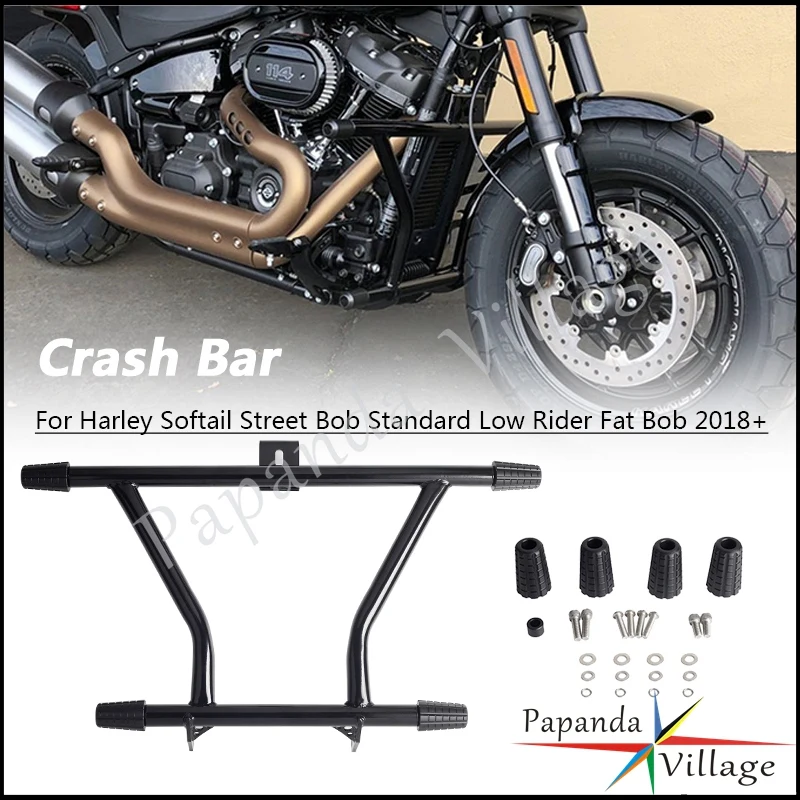 

For Harley Softail Low Rider S Heritage Classic Sport Glide Motorcycle Steel Engine Guard Highway Peg 2 Step Crash Bar 2018-2023