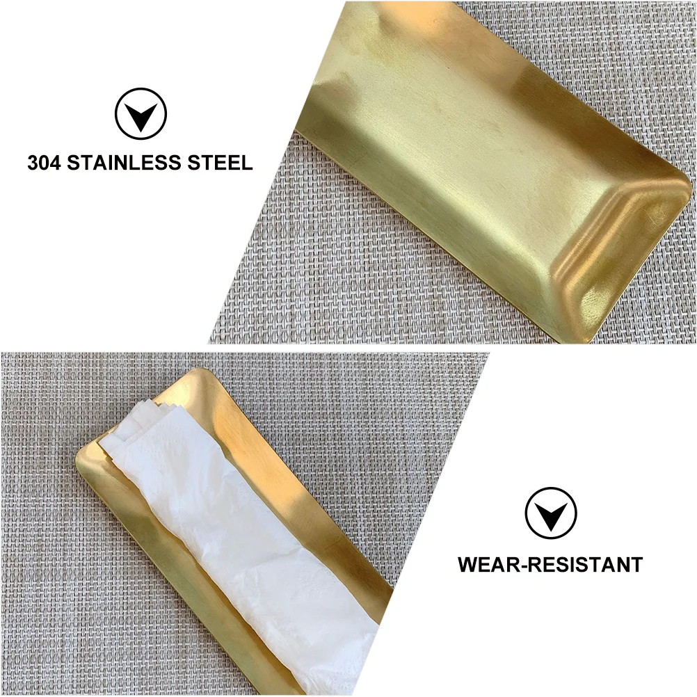 

1pc Stainless Steel Towel Tray Napkin Holder Multifunctional Mini Tray Decorative Plate Hotel Restaurant Bar Use Easy Clean Anti