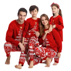 Family Hoodie Pajamas Sets Christmas Pyjamas Plaid Printed Long Sleeve Clothes Loungewear Red and Navy Pjs 2PCS/Set