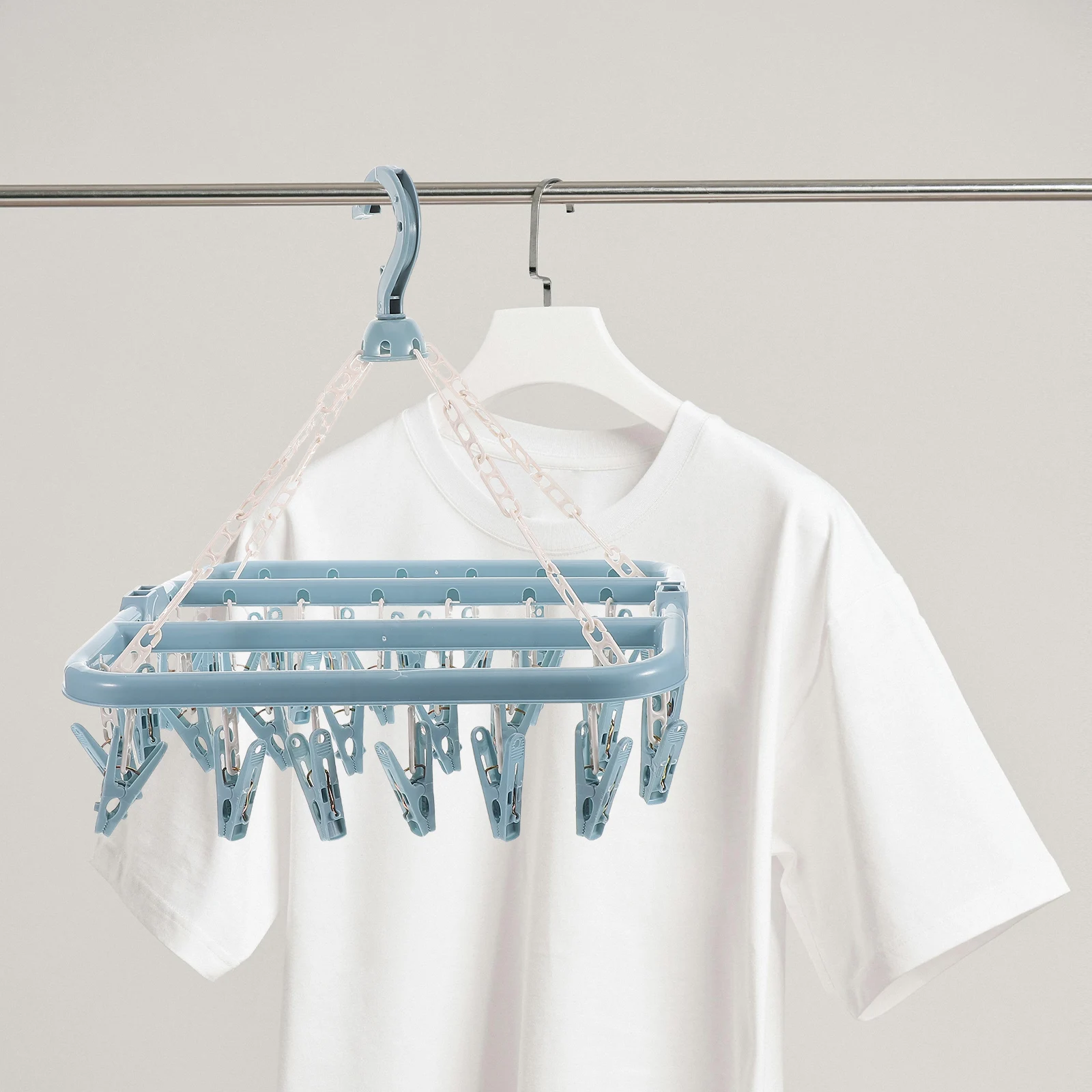 

1 set 1 Set Thickened Plastic Drying Non-Slip Clothes Rack For Socks Laundry Room Accessories Windproof Clips Pant Hanger With