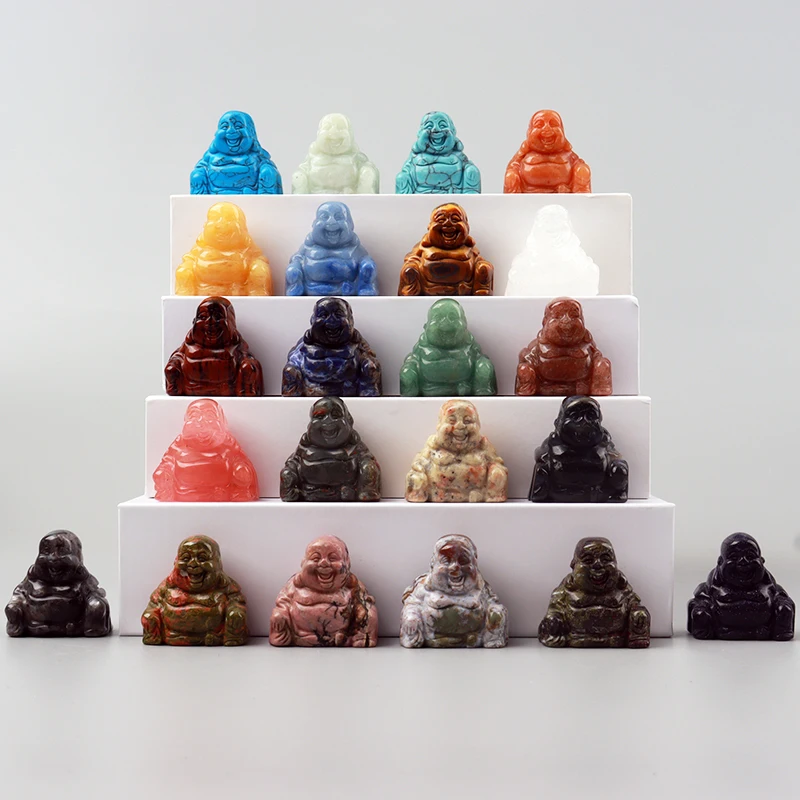 1.5" Hand Carved Jade Maitreya Buddha Figurine Natural Gemstone Crystal Reiki Healing Quartz Chakra Lucky Smile Buddha Figurine - Image 2