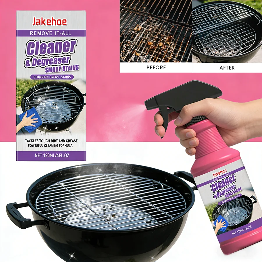 BBQ Grill Cleaner & Degreaser Spray Heavy-Duty Grease & Stain Remover for Barbecues Ovens Kitchen Surfaces No Damage Tools