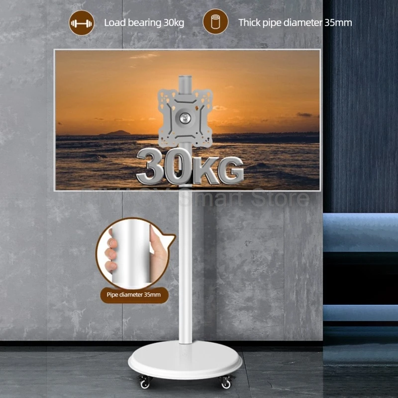 Adjustable Mobile TV Stand Rolling Cart with 360 Rotation for 24 27 32 43 Inch Screens Heavy Duty Floor Monitor Mount Office Use