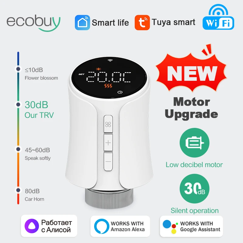 Smart WiFi/ZigBee Thermostatic Valve Radiator Head TRV Wifi Thermostat APP Remote Temperature Controller with Alexa Google Home