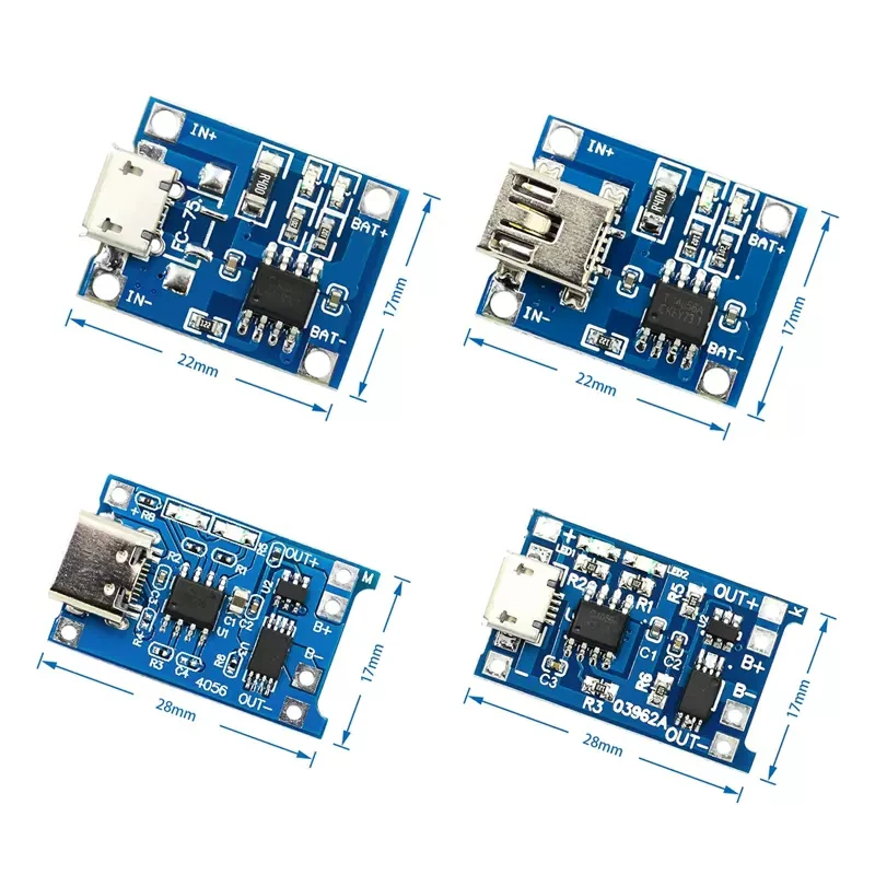 TP4056 With Protection Dual Functions 5V 1A Mini Micro TYPE-C USB 18650 Lithium Battery Charging Board Charger Module 1A Li-ion