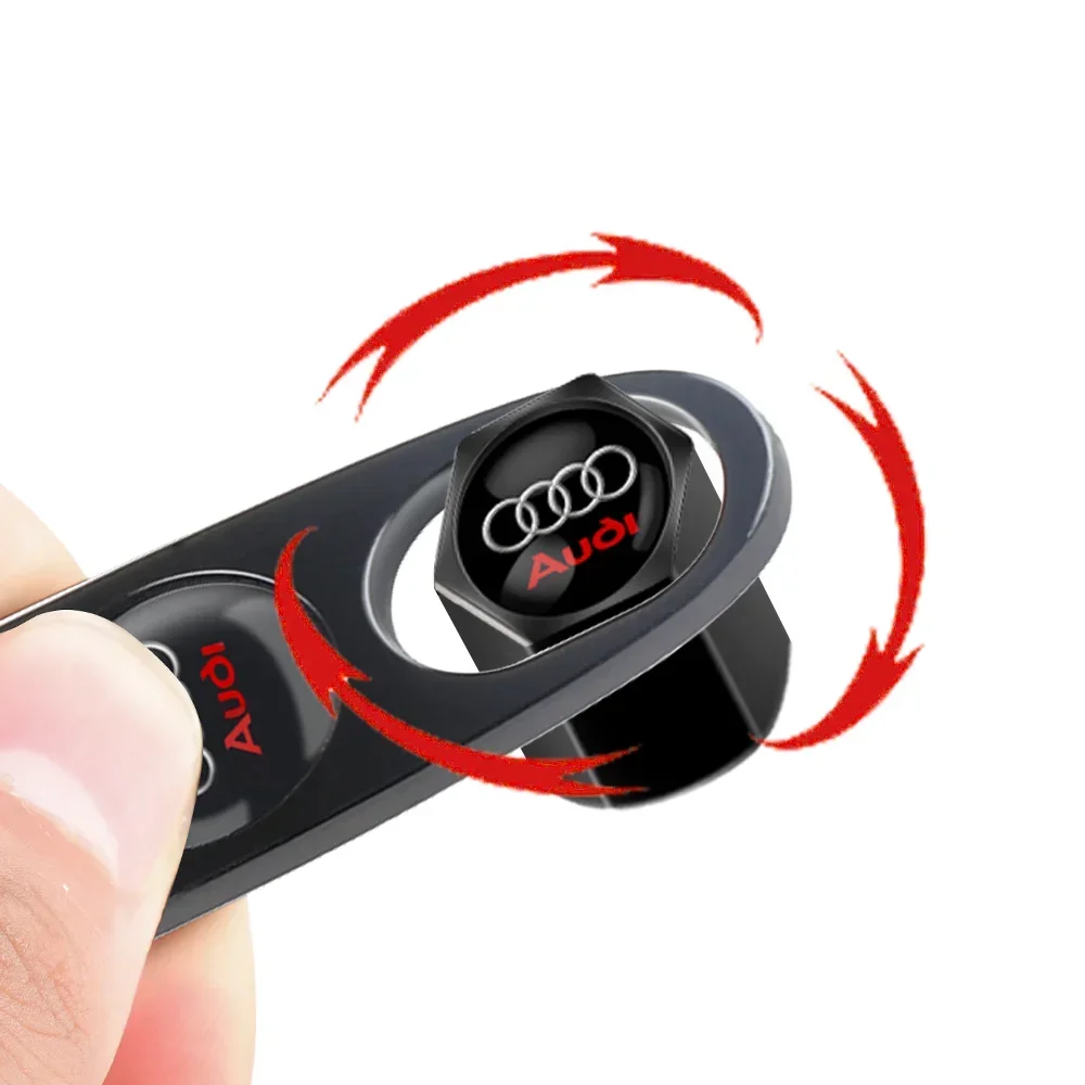 3D Metal Car Wheel Tire Air Valve Caps with Screwdriver For Audi A4 A3 A5 A6 A1 A7 A8 Q2 Q3 Q5 Q6 Q7 Q8 Car Accessories Styling