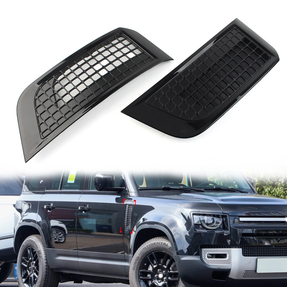 

1 Pair Car Front Side Fender Vent Cover Grille For Land Rover Defender L663 90 110 2020-2023 LR146278 LR146279 Glossy Black