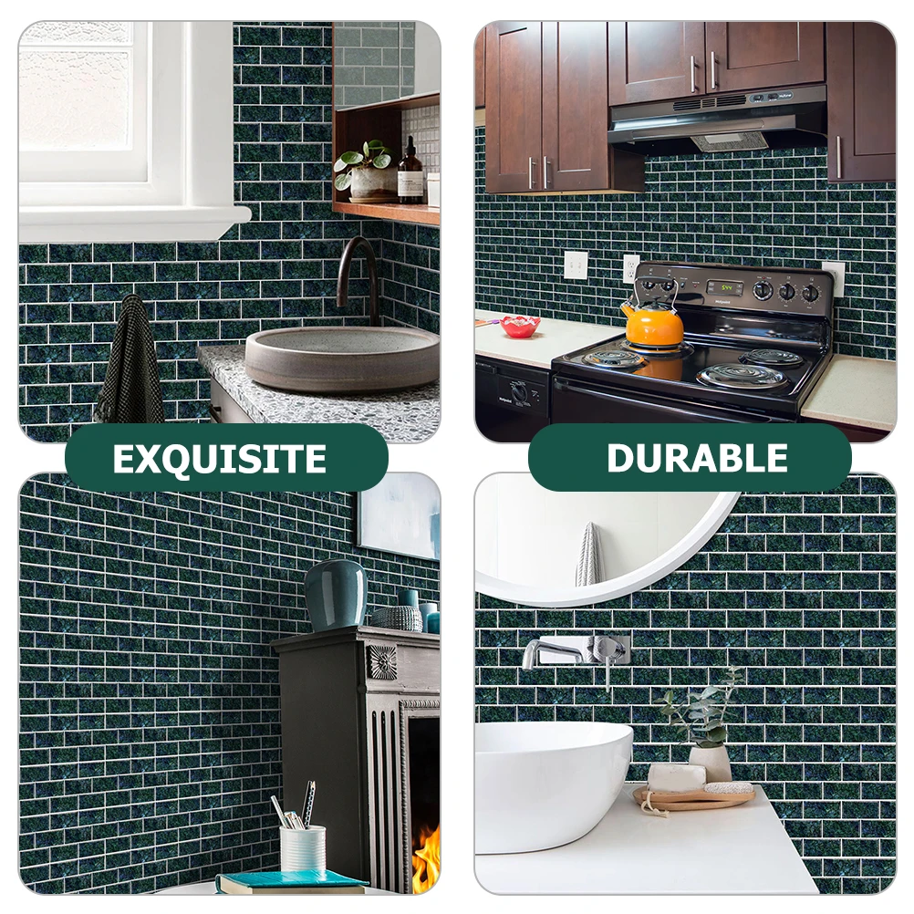 

6pcs Tile Stickers PVC PET Oil proof Waterproof Kitchen Wall Decor Bathroom Wallpaper countertop protector easy home