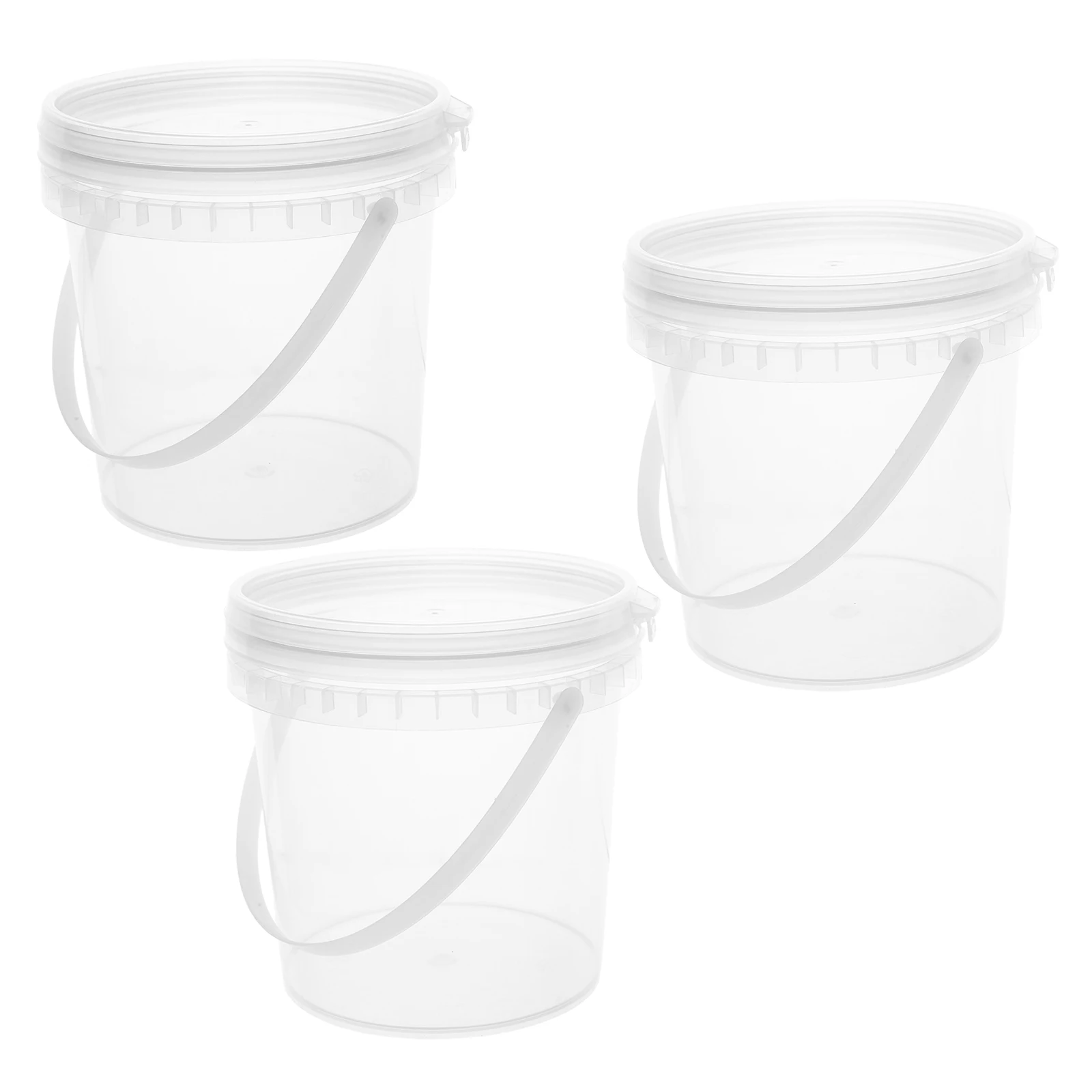 

3pcs Cream Bucket 1L Thick Transparent Containers Sealed Lid Ice Cream Freezer Container for Jam Handheld Food Storage Kitchen