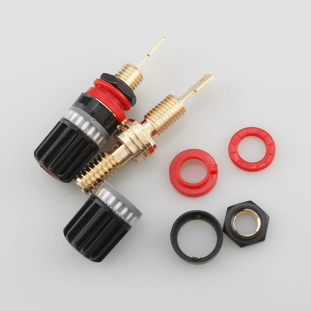 HI-End Brass Speaker Binding Post Audiophile Amplifier Speaker Terminal Connector Banana Jack Sound Audio Connector Adapter