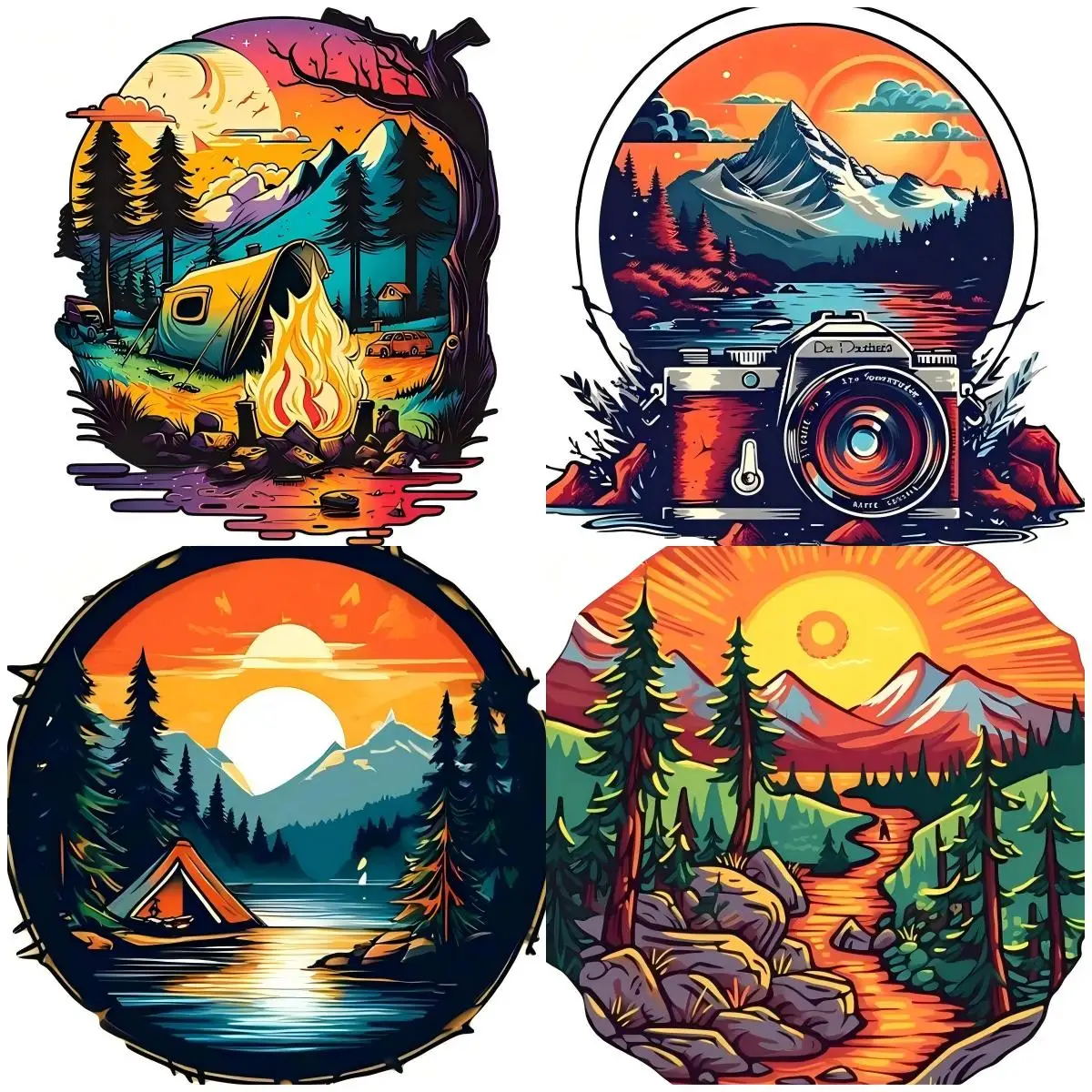 

Camping Travel Campfire Mountain Night Stickers Car Styling Fashionable Decals Scratch-Proof Accesorios