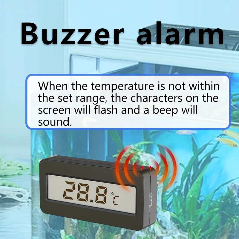 Accurate Aquarium Thermometer with LED Display and Temperature Sensor - Durable for Fish, Salamanders, Turtles with Beep Alarm