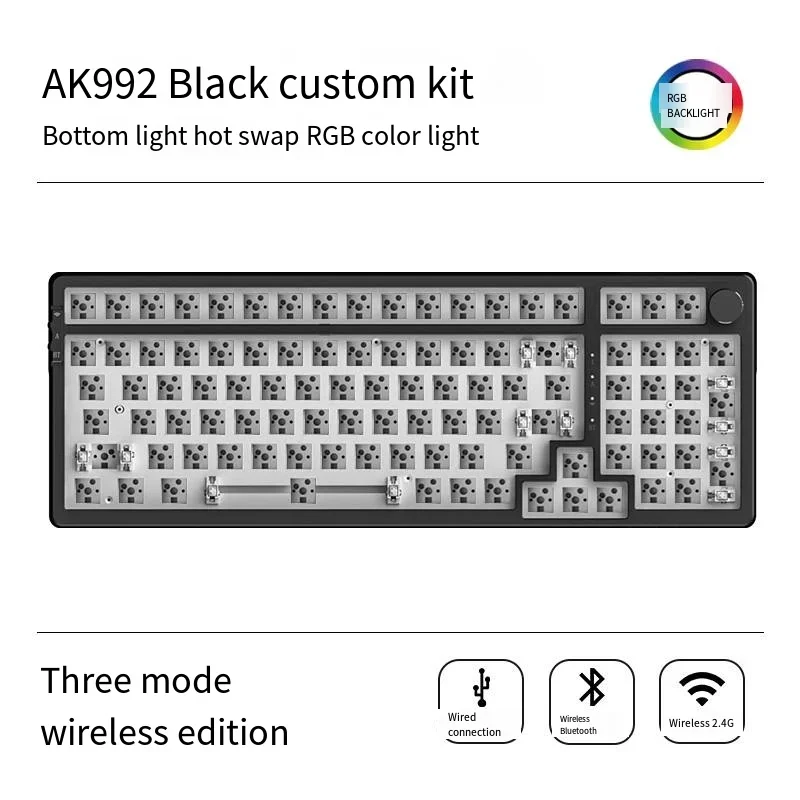 Ajazz Ak992 Mechanical Keyboard Three Model Gasket Rgb Backlight 2.4g Wireless Full Key Hot Swap Bluetooth Pc Gaming Keyboard