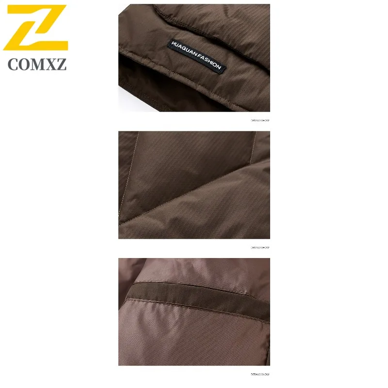 COMXZ سترة الخبز عالية الجودة بلون سميكة الأعمال عادية الشارع الحشو معطف السفر الدافئة أسفل سترة ملابس للرجال