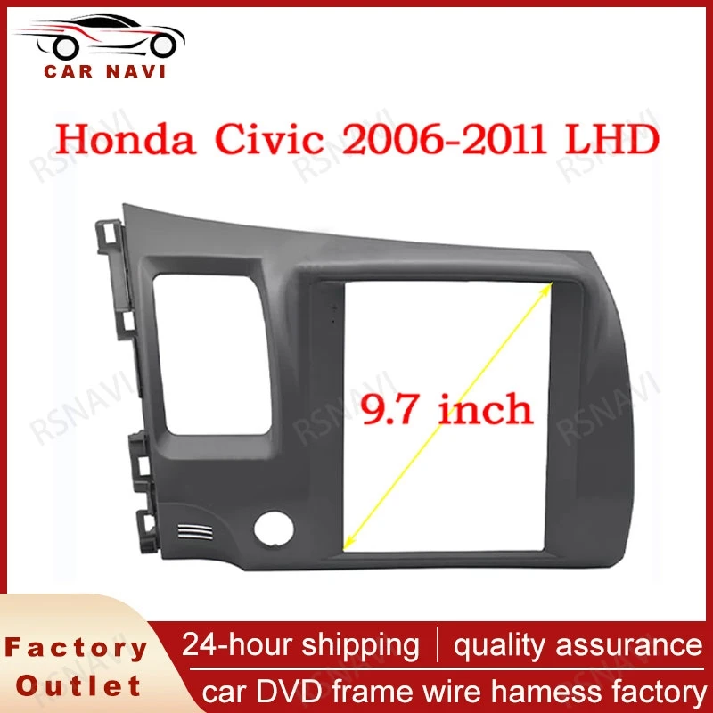 

RSNAVI Car Frame Fascia Adapter For Honda Civic 2006-2011 Tesla Android Big Screen Audio Dash Fitting Panel Kit 9.7 INCH