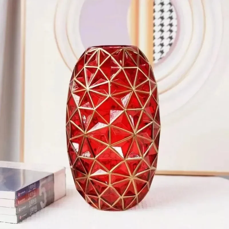 

Light Luxury Nordic Glass Vase Living Room Decoration Flowers Arrangement Creative Flower Vase Home Decoration Accessories