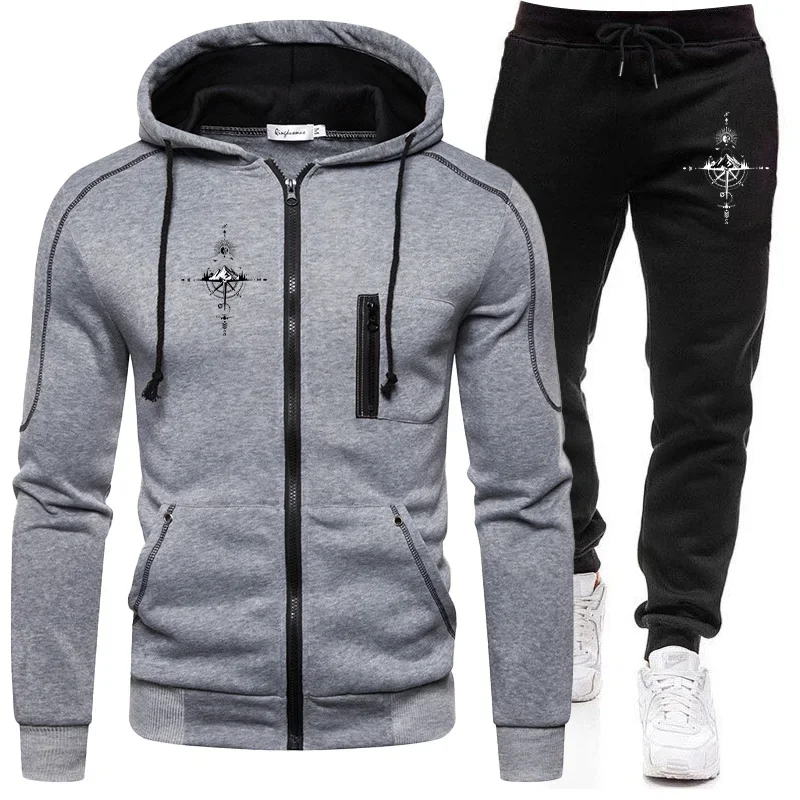 

Sports Outdoors Daily Men's Clothing Casual High Quality Autumn Winter Hoodie Jogging Single Piece Zipper Jacket and Sport Pants