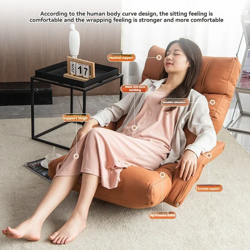 Household Goods Technology Cloth Folding Lazy Sofa With Armrest Floor Chair Living Room Small Apartment Leisure Single Fabric
