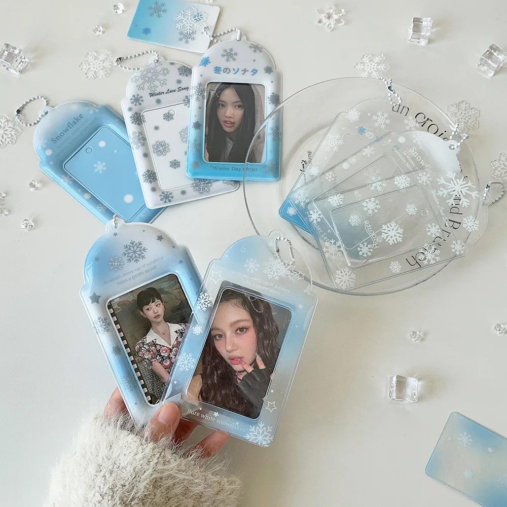 

Snowflake Pvc Card Holder Three Inch Small Card Storage Protective Cover Display Pendant Card Holder Backpack Hanging Decoration
