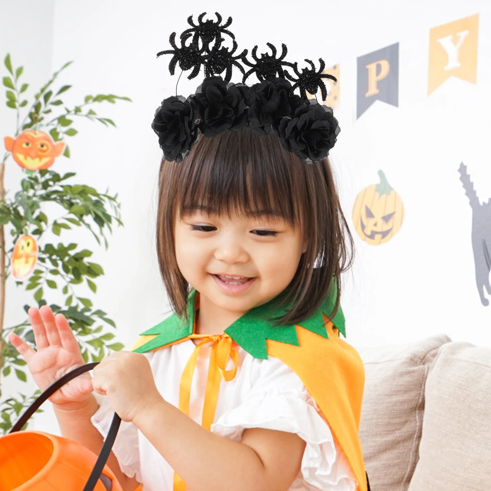 

Spider Hairb Headb Girls Accessories Halloween Black Fabric Cosplay Headdress Child Lightweight Durable Practical Ergonomic