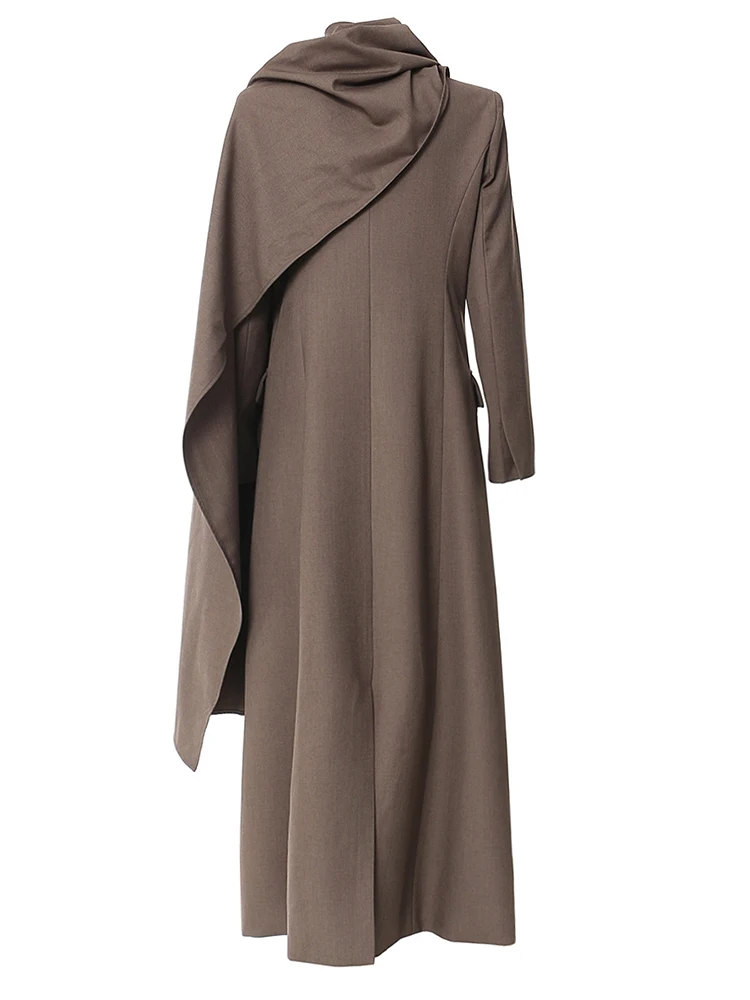 EAM-Jaqueta de manga comprida feminina, blazer tamanho grande, blazer elegante, gola cachecol, maré de moda, primavera, outono, 1DH4395, novo, 2021