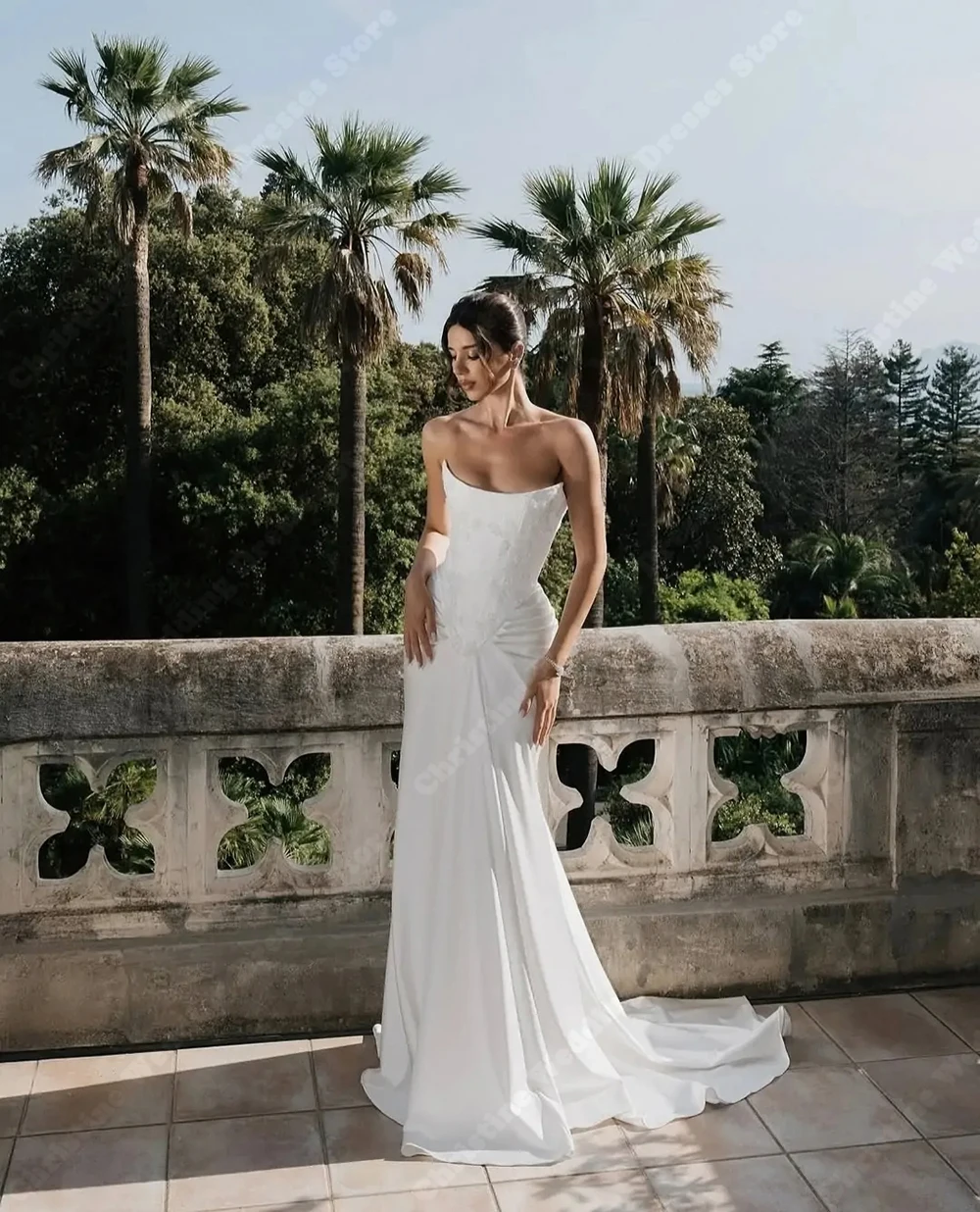 Robes De mariée sirène plissées modernes pour femmes, élégantes avec des Appliques en dentelle, longueur De nettoyage, robes De bal personnalisées