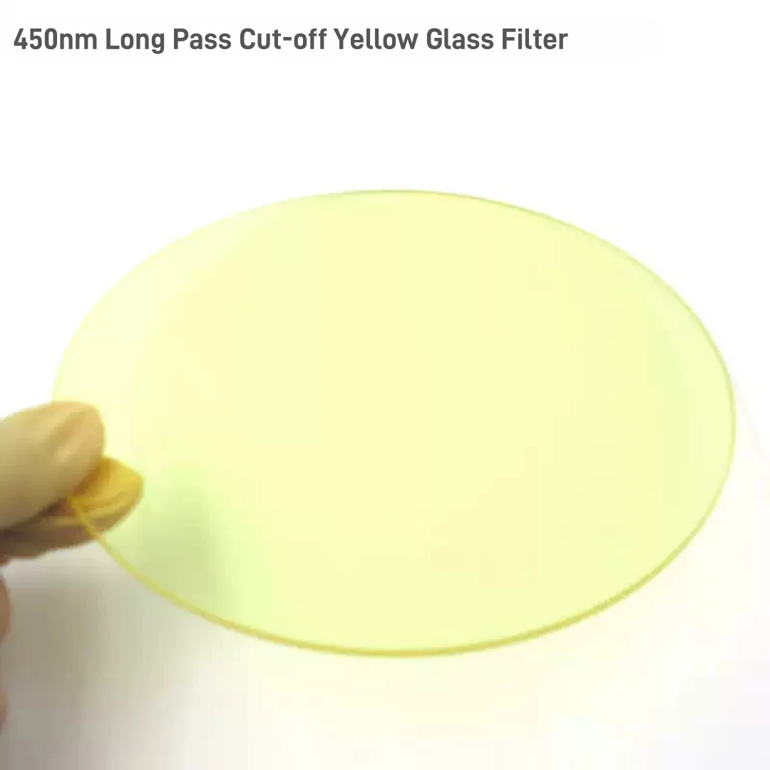 Professional Long Pass Yellow Glass Filter Cut-off at 450nm High Light Transmittance Optical Filter for Spectral Application